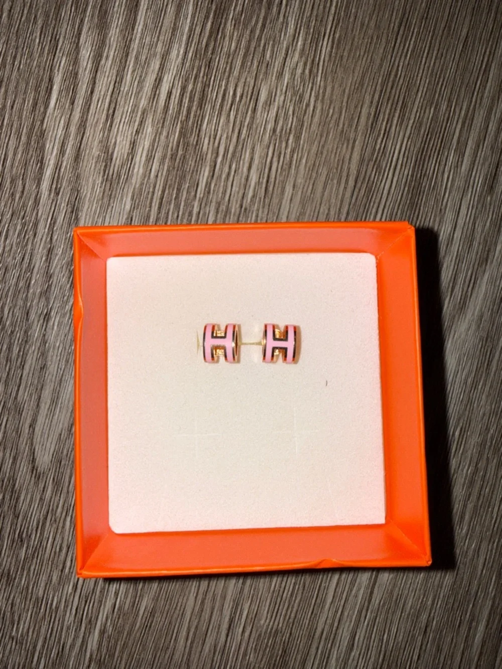 HERMES Pink Gold Stud Earrings - Picture 1 of 3